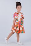 3-9 Yaş Best Flower Kız Çocuk Elbise - Oranj