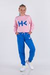 4-16 Yaş New York Hk Unısex Çocuk Eşofman Takım -Pembe/Mavi