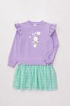 3-8 Yaş Happy Rabbit Kız Çocuk Sweat Elbise - Lila
