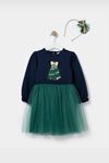 2-5 Yaş Noel Kız Çocuk  Taçlı Elbise - Lacivert