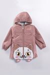 1-5 Yaş Crazy Cat Su İtici Kız Çocuk Yağmurluk -Cappuccino