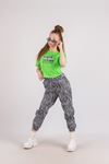 10-15 Yaş New Zebra Design Kız Çocuk Takım -Yeşil