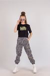 10-15 Yaş New Zebra Design Kız Çocuk Takım -Siyah