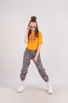 10-15 Yaş New Zebra Design Kız Çocuk Takım -Turuncu