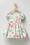  2-5 Yaş Garden Flower Kız Çocuk Elbise -Ekru