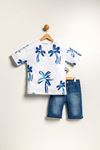 6-9 Yaş Summer Palm Erkek Çocuk Takım -Beyaz