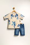 6-9 Yaş Summer Palm Erkek Çocuk Takım -Camel