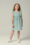 3-8 Yaş Flamingo Cotton Kız Çocuk Elbise -Yeşil