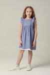 3-8 Yaş Flamingo Cotton Kız Çocuk Elbise -Mavi