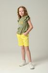 3-8 Yaş Summer Fashion Kız Çocuk Şortlu Takım -Haki