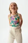 4-8 Yaş Pastel Rosa Kız Çocuk Pantolonlu Takım -Krem