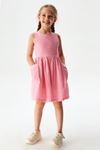 4-8 Yaş Candy Cotton Kız Çocuk Elbise -Pembe