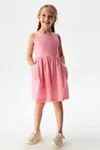 4-8 Yaş Candy Cotton Kız Çocuk Elbise -Pembe