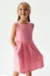 4-8 Yaş Candy Cotton Kız Çocuk Elbise -Pembe
