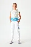 8-14 Yaş Minimal Fashion Kız Çocuk Pantolon -Ekru