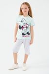 3-9 Yaş Lisanslı Minnie Mouse Kız Çocuk Takım -Mint