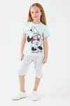 3-9 Yaş Lisanslı Minnie Mouse Kız Çocuk Takım -Mint
