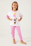 3-9 Yaş Lisanslı Minnie Mouse Kız Çocuk Takım -Beyaz