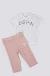 6 Aylık - 4 Yaş Lisanslı Us Polo Assn Kız Bebek Takım -Ekru 