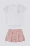 6 Aylık - 4 Yaş Lisanslı Us Polo Assn Kız Bebek Takım -Ekru 