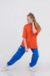 9-15 Yaş Original Biyeli  Kız Çocuk Takım -Turuncu/Saks