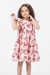 4-9 Yaş New Butterfly Kız Çocuk Elbise -Pudra