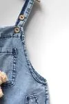 3-8 Yaş Ayıcıklı Unısex Çocuk Salopet -Mavi