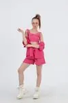 9-15 Yaş Miami Fashion Kız Çocuk 3'Lü Takım -Fuşya
