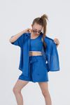 9-15 Yaş Miami Fashion Kız Çocuk 3'Lü Takım -Saks