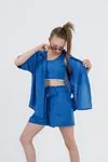 9-15 Yaş Miami Fashion Kız Çocuk 3'Lü Takım -Saks