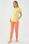 Anne Tropikal Pijama Takım -Sarı