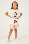3-9 Yaş Lisanslı Minnie Mouse Kız Çocuk Takım -Mocca Somon