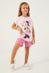 3-9 Yaş Lisanslı Minnie Mouse Kız Çocuk Takım -Vanilya