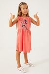 3-9 Yaş Lisanslı Minnie Mouse Kız Çocuk Elbise -Mercan