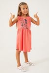 3-9 Yaş Lisanslı Minnie Mouse Kız Çocuk Elbise -Mercan