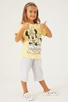 3-9 Yaş Lisanslı Minnie Mouse Kız Çocuk Takım -Puding Sarısı