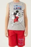 3-9 Yaş Lisanslı Mickey Mouse Erkek Çocuk Takım -Gri
