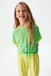 4-8 Yaş Asuman Kız Çocuk Pantolonlu Takım -Flor Sarı