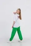 9-15 Yaş Original Biyeli  Kız Çocuk Takım -Beyaz/Yeşil