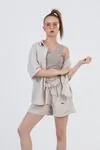 9-15 Yaş Miami Fashion Kız Çocuk 3'Lü Takım -Bej