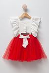 2-5 Yaş Fisto Polka Kız Çocuk Elbise -Kırmızı