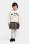 4-7 Yaş California Kız Çocuk Sweat Elbise -Ekru