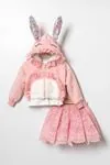 2-5 Yaş Lovely Rabbit 3'Lü Kız Çocuk Takım -Pembe