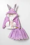 2-5 Yaş Lovely Rabbit 3'Lü Kız Çocuk Takım -Lila