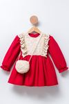 2-5 Yaş Domitia Garden Kız Çocuk Çantalı Elbise -Kırmızı