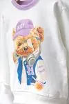 4-14 Yaş Love Hause Unısex Çocuk Eşofman Takım - Ekru/Lila