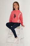 4-15 Yaş Lisanslı Us Polo ASSN Kız Çocuk Taytlı Takım -Mercan