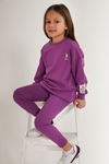 4-15 Yaş Lisanslı Us Polo ASSN Kız Çocuk Taytlı Takım -Violet