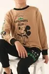 3-9 Yaş Lisanslı Mickey Mouse Erkek Çocuk Eşofman Takım -Vizon