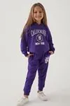 2-15 Yaş California City Fashion Kız Çocuk Eşofman Takım -Mor